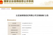 比亞迪保險經(jīng)紀公司注銷 相關人士回應：對保險業(yè)務不造成影響